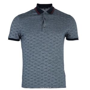 Gucci Men's Monogram GG Logo Stretch Cotton Polo Shirt Web Trim Collar